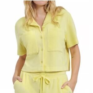 UGG Saniyah Short Sleeve Terry Cloth Button Down Shirt Size Medium